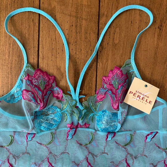 Simone Perele Blue Babydoll Nightie Lingerie (FR 2 / Small) - Picture 3 of 8